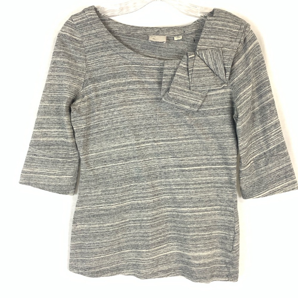 Anthro Postmark Striped Bojagi Bow 3/4 Sleeve Top